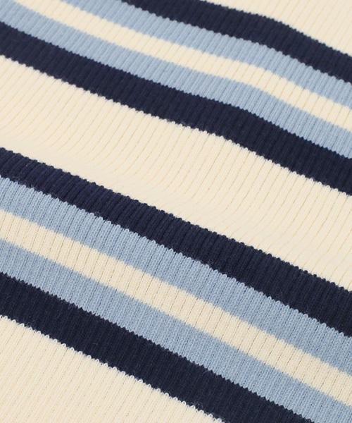 Luz Llena（ラズレナ）の「マルチボーダー柄カシュクールニットトップス（ニット/セーター・レディース・アイボリー/イエロー/オレンジ・MEDIUM）」の12枚目の写真