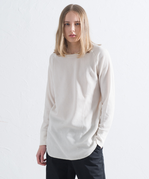 JEMORGAN(ジェーイーモーガン)の「JEMORGAN / サーマル長袖ラグランスリーブTシャツ ロング丈クルー(Tシャツ/カットソー・メンズ・ワインレッド/ホワイト/グレー/ブラック/ナチュラル・XL/M/S/L)」の4枚目の写真