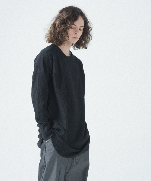 JEMORGAN(ジェーイーモーガン)の「JEMORGAN / サーマル長袖ラグランスリーブTシャツ ロング丈クルー(Tシャツ/カットソー・メンズ・ワインレッド/ホワイト/グレー/ブラック/ナチュラル・XL/M/S/L)」の3枚目の写真