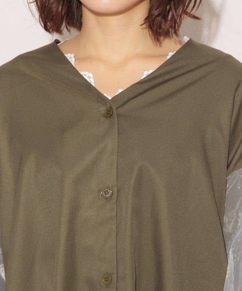 apres jour(アプレジュール)の「ボリューム袖オーガンジーブラウス【ZOZOTOWN限定アイテム】(シャツ/ブラウス・レディース・ベージュ/カーキ・フリー)」の6枚目の写真