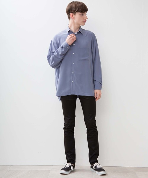 STUDIOUS（ステュディオス）の「【STUDIOUS】ヴィンテージサテンビッグシルエットシャツ（シャツ/ブラウス・メンズ・ブルー/ネイビー/ベージュ/ブラック・1/2/3）」の17枚目の写真