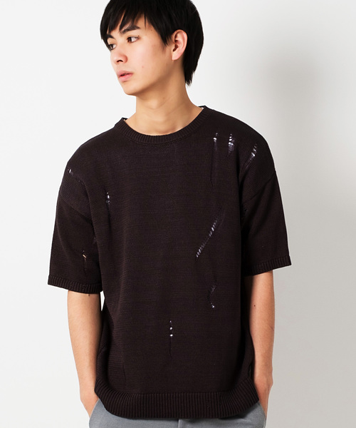 GOSTAR DE FUGA（ゴスタール ジフーガ）の「オーバーサイズプルオーバーニットソー/ニットカットソー（ニット/セーター・メンズ・ホワイト/チャコールグレー/ネイビー・M/L）」の3枚目の写真