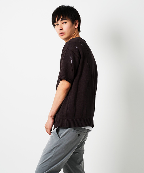 GOSTAR DE FUGA（ゴスタール ジフーガ）の「オーバーサイズプルオーバーニットソー/ニットカットソー（ニット/セーター・メンズ・ホワイト/チャコールグレー/ネイビー・M/L）」の7枚目の写真