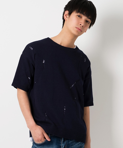 GOSTAR DE FUGA（ゴスタール ジフーガ）の「オーバーサイズプルオーバーニットソー/ニットカットソー（ニット/セーター・メンズ・ホワイト/チャコールグレー/ネイビー・M/L）」の9枚目の写真