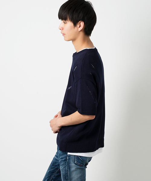 GOSTAR DE FUGA（ゴスタール ジフーガ）の「オーバーサイズプルオーバーニットソー/ニットカットソー（ニット/セーター・メンズ・ホワイト/チャコールグレー/ネイビー・M/L）」の10枚目の写真