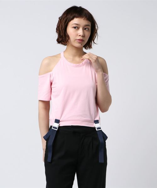 SAMANTHAVEGA（サマンサベガ）の「オフショルダーストラップ付きTシャツ（その他トップス・レディース・ブラック/ホワイト/ピンク・FREE）」の3枚目の写真