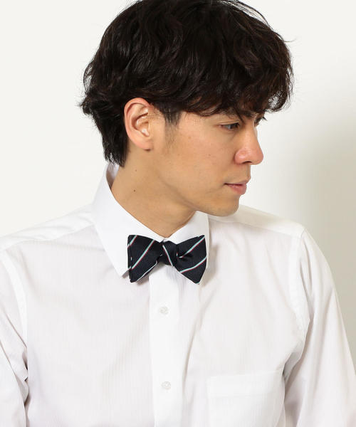 green label relaxing(グリーンレーベルリラクシング)の「ストライプ ボウタイ ◆(蝶ネクタイ・メンズ・モカ/ネイビー・FREE)」の3枚目の写真