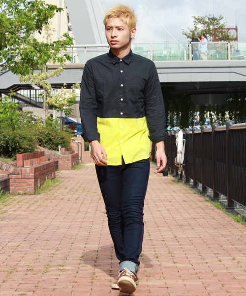 WEGO（ウィゴー）の「WEGO/バイカラーブロードシャツ（シャツ/ブラウス・メンズ・ブラック/ライトグレー/ネイビー/ブルー系その他/ロイヤルブルー/マスタード・SMALL/MEDIUM/LARGE）」の14枚目の写真