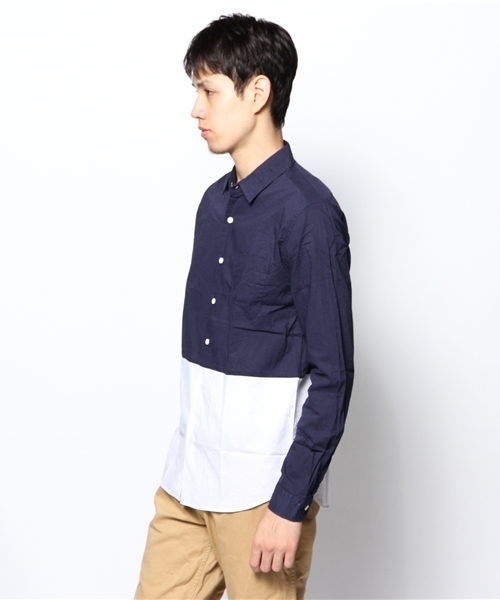 WEGO（ウィゴー）の「WEGO/バイカラーブロードシャツ（シャツ/ブラウス・メンズ・ブラック/ライトグレー/ネイビー/ブルー系その他/ロイヤルブルー/マスタード・SMALL/MEDIUM/LARGE）」の8枚目の写真