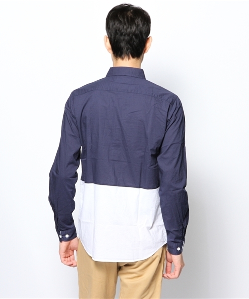 WEGO（ウィゴー）の「WEGO/バイカラーブロードシャツ（シャツ/ブラウス・メンズ・ブラック/ライトグレー/ネイビー/ブルー系その他/ロイヤルブルー/マスタード・SMALL/MEDIUM/LARGE）」の9枚目の写真