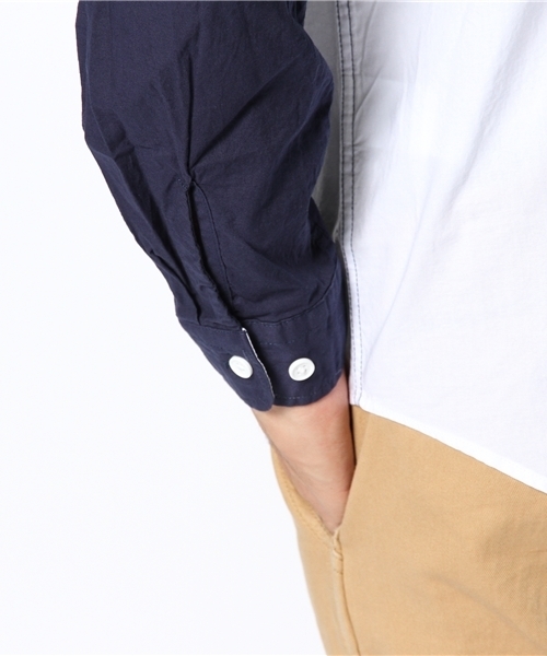 WEGO（ウィゴー）の「WEGO/バイカラーブロードシャツ（シャツ/ブラウス・メンズ・ブラック/ライトグレー/ネイビー/ブルー系その他/ロイヤルブルー/マスタード・SMALL/MEDIUM/LARGE）」の11枚目の写真