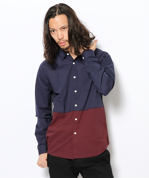 WEGO（ウィゴー）の「WEGO/バイカラーブロードシャツ（シャツ/ブラウス・メンズ・ブラック/ライトグレー/ネイビー/ブルー系その他/ロイヤルブルー/マスタード・SMALL/MEDIUM/LARGE）」の21枚目の写真