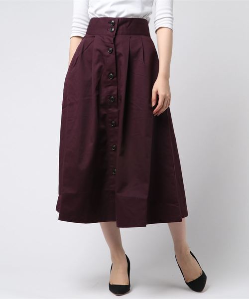 AMERICAN HOLIC（アメリカンホリック）の「フロントボタンフレアスカート（スカート・レディース・ベージュ/ブルー系その他5/ベージュ系その他4/ブラック/カーキ/パープル/ブラック系その他3・M/L）」の7枚目の写真