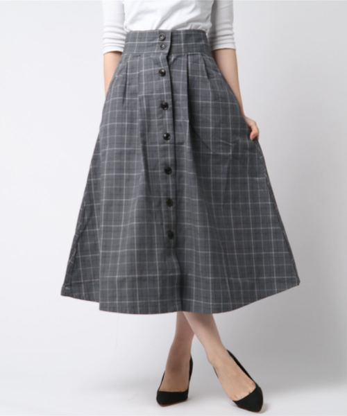 AMERICAN HOLIC（アメリカンホリック）の「フロントボタンフレアスカート（スカート・レディース・ベージュ/ブルー系その他5/ベージュ系その他4/ブラック/カーキ/パープル/ブラック系その他3・M/L）」の3枚目の写真