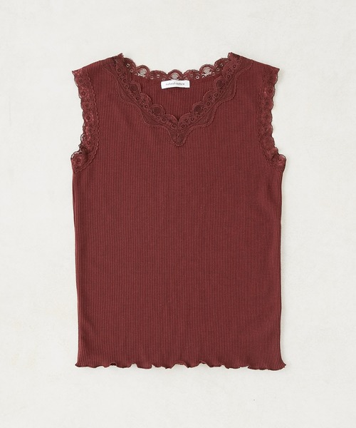 natural couture(ナチュラルクチュール)の「ワッフルインナータンク(キャミソール・レディース・ブラック/モカ/ブラウン/アイボリー/キャメル/ドット・FREE)」の4枚目の写真