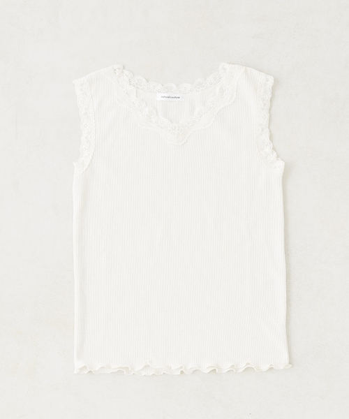 natural couture(ナチュラルクチュール)の「ワッフルインナータンク(キャミソール・レディース・ブラック/モカ/ブラウン/アイボリー/キャメル/ドット・FREE)」の2枚目の写真