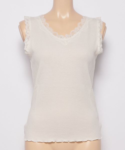 natural couture(ナチュラルクチュール)の「ワッフルインナータンク(キャミソール・レディース・ブラック/モカ/ブラウン/アイボリー/キャメル/ドット・FREE)」の9枚目の写真