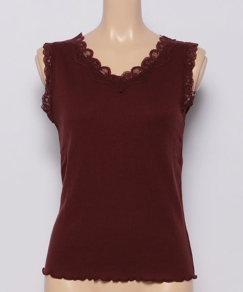 natural couture(ナチュラルクチュール)の「ワッフルインナータンク(キャミソール・レディース・ブラック/モカ/ブラウン/アイボリー/キャメル/ドット・FREE)」の10枚目の写真