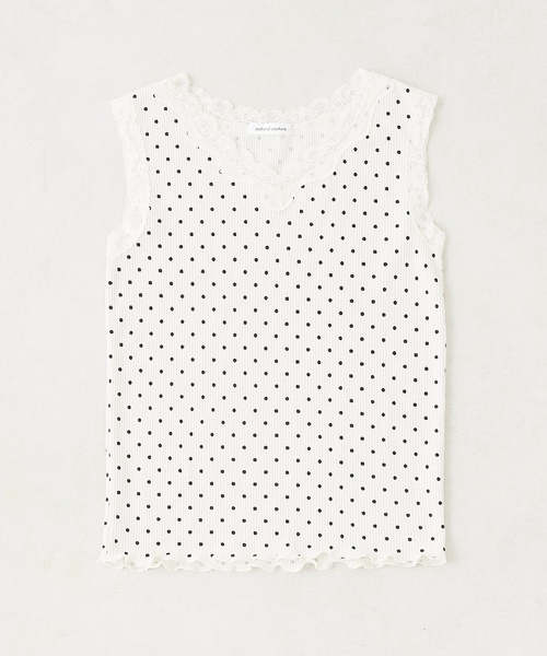 natural couture(ナチュラルクチュール)の「ワッフルインナータンク(キャミソール・レディース・ブラック/モカ/ブラウン/アイボリー/キャメル/ドット・FREE)」の14枚目の写真