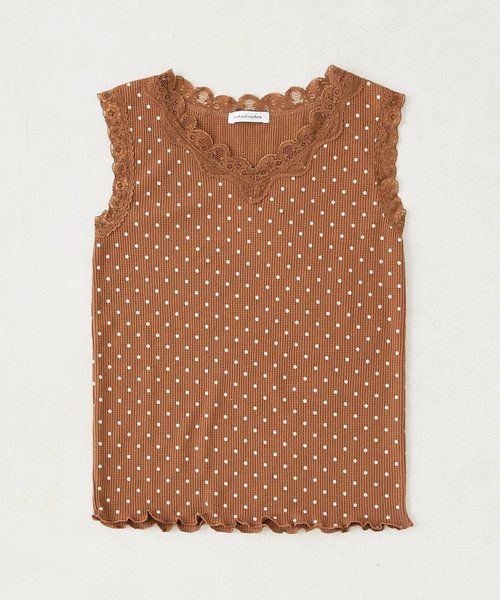 natural couture(ナチュラルクチュール)の「ワッフルインナータンク(キャミソール・レディース・ブラック/モカ/ブラウン/アイボリー/キャメル/ドット・FREE)」の1枚目の写真