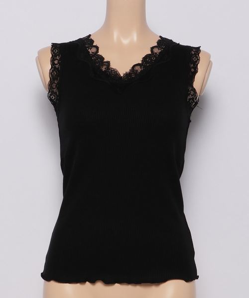 natural couture(ナチュラルクチュール)の「ワッフルインナータンク(キャミソール・レディース・ブラック/モカ/ブラウン/アイボリー/キャメル/ドット・FREE)」の3枚目の写真