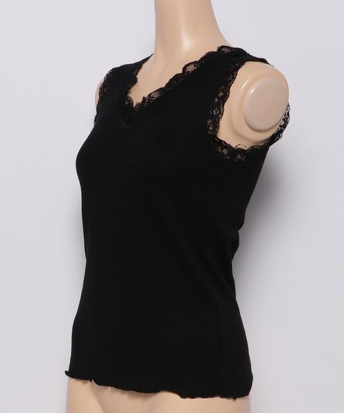 natural couture(ナチュラルクチュール)の「ワッフルインナータンク(キャミソール・レディース・ブラック/モカ/ブラウン/アイボリー/キャメル/ドット・FREE)」の7枚目の写真