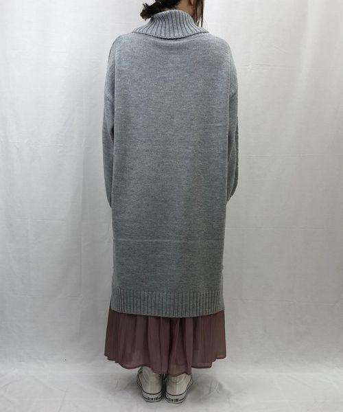 tiptop（ティップトップ）の「ケーブル編みニットタートルワンピース（ワンピース・レディース・ダークグリーン/エンジ/グレー/キナリ・FREE）」の6枚目の写真