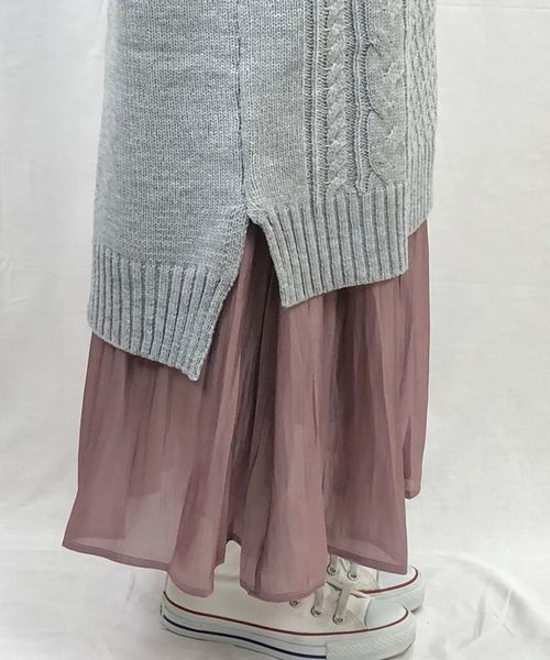 tiptop（ティップトップ）の「ケーブル編みニットタートルワンピース（ワンピース・レディース・ダークグリーン/エンジ/グレー/キナリ・FREE）」の7枚目の写真