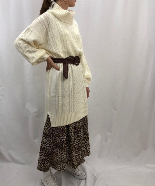 tiptop（ティップトップ）の「ケーブル編みニットタートルワンピース（ワンピース・レディース・ダークグリーン/エンジ/グレー/キナリ・FREE）」の18枚目の写真