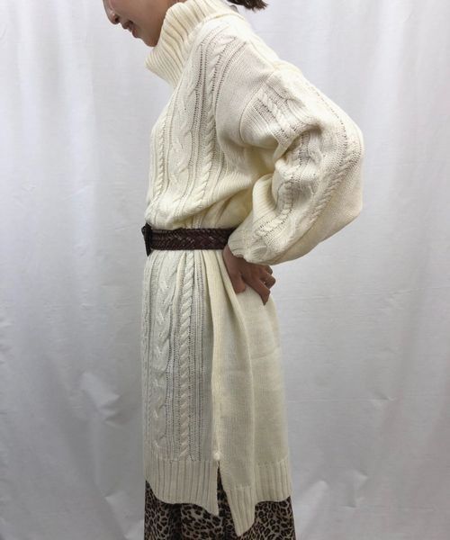 tiptop（ティップトップ）の「ケーブル編みニットタートルワンピース（ワンピース・レディース・ダークグリーン/エンジ/グレー/キナリ・FREE）」の17枚目の写真