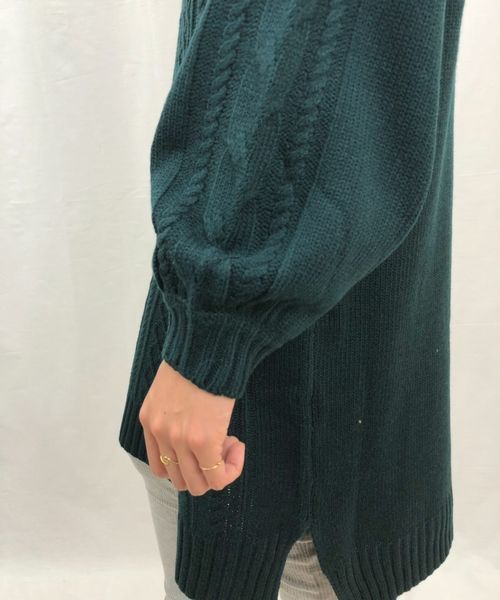 tiptop（ティップトップ）の「ケーブル編みニットタートルワンピース（ワンピース・レディース・ダークグリーン/エンジ/グレー/キナリ・FREE）」の11枚目の写真