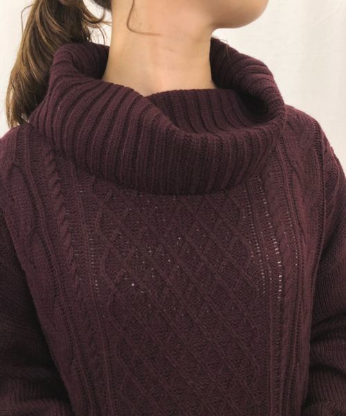 tiptop（ティップトップ）の「ケーブル編みニットタートルワンピース（ワンピース・レディース・ダークグリーン/エンジ/グレー/キナリ・FREE）」の10枚目の写真