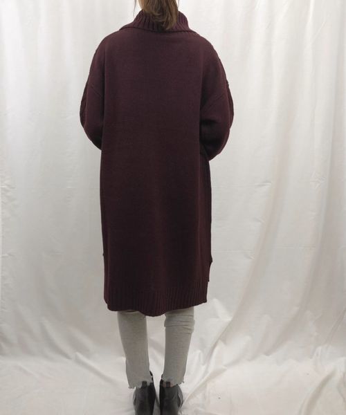 tiptop（ティップトップ）の「ケーブル編みニットタートルワンピース（ワンピース・レディース・ダークグリーン/エンジ/グレー/キナリ・FREE）」の8枚目の写真