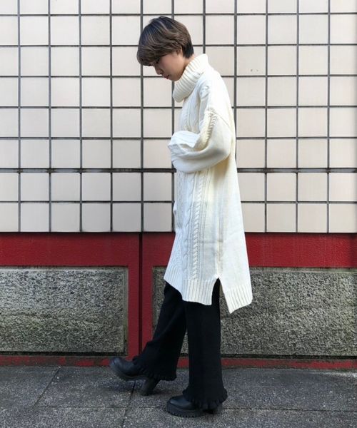 tiptop（ティップトップ）の「ケーブル編みニットタートルワンピース（ワンピース・レディース・ダークグリーン/エンジ/グレー/キナリ・FREE）」の20枚目の写真