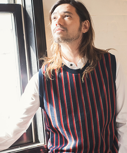 CAMBIO（カンビオ）の「mcg2413-レジメンストライプベスト（ベスト・メンズ・ネイビー/ベージュ/ホワイト・S/M/L）」の3枚目の写真