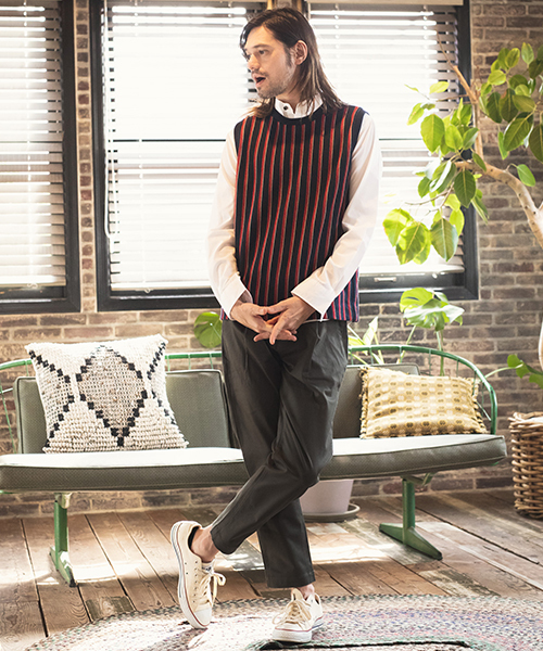 CAMBIO（カンビオ）の「mcg2413-レジメンストライプベスト（ベスト・メンズ・ネイビー/ベージュ/ホワイト・S/M/L）」の4枚目の写真