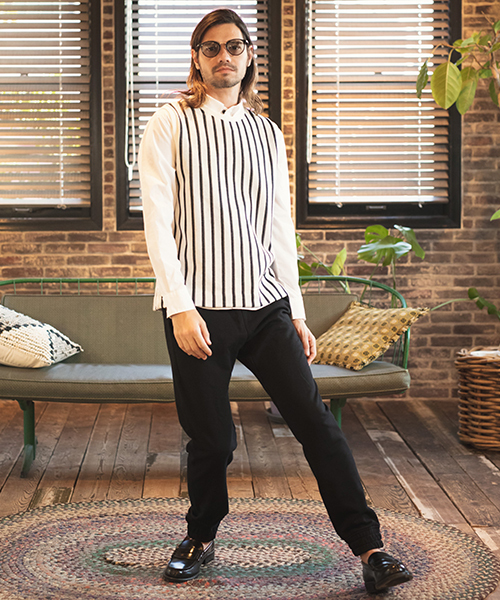 CAMBIO（カンビオ）の「mcg2413-レジメンストライプベスト（ベスト・メンズ・ネイビー/ベージュ/ホワイト・S/M/L）」の8枚目の写真