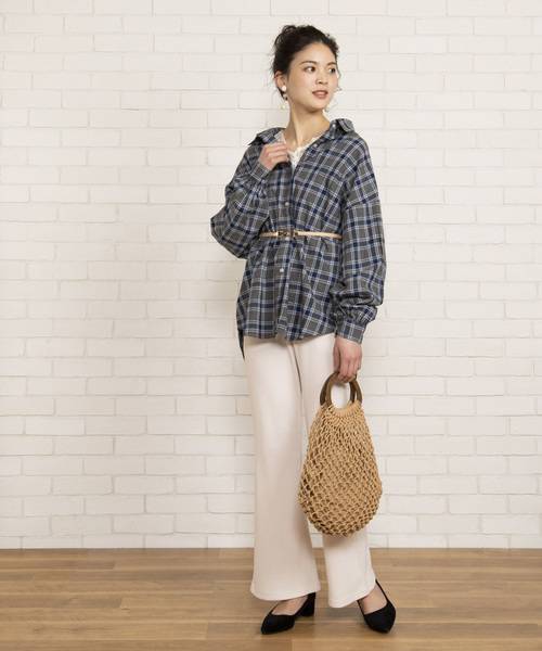 WEGO（ウィゴー）の「WEGO/チェックビッグシルエットシャツ（シャツ/ブラウス・レディース・グレー系その他2/ベージュ系その他2/パープル系その他2/イエロー系その他3/ホワイト系その他2/ブルー系その他2・FREE）」の19枚目の写真