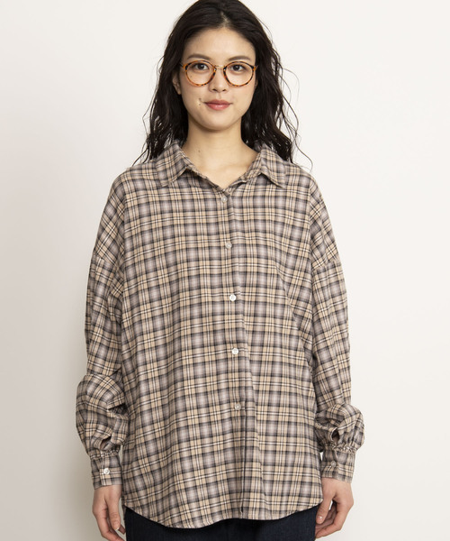 WEGO（ウィゴー）の「WEGO/チェックビッグシルエットシャツ（シャツ/ブラウス・レディース・グレー系その他2/ベージュ系その他2/パープル系その他2/イエロー系その他3/ホワイト系その他2/ブルー系その他2・FREE）」の12枚目の写真