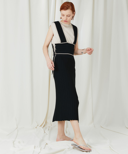 STUDIOUS（ステュディオス）の「【STUDIOUS】ワイドリブニットビスチェ（ニット/セーター・レディース・ベージュ/ブラック・FREE）」の14枚目の写真