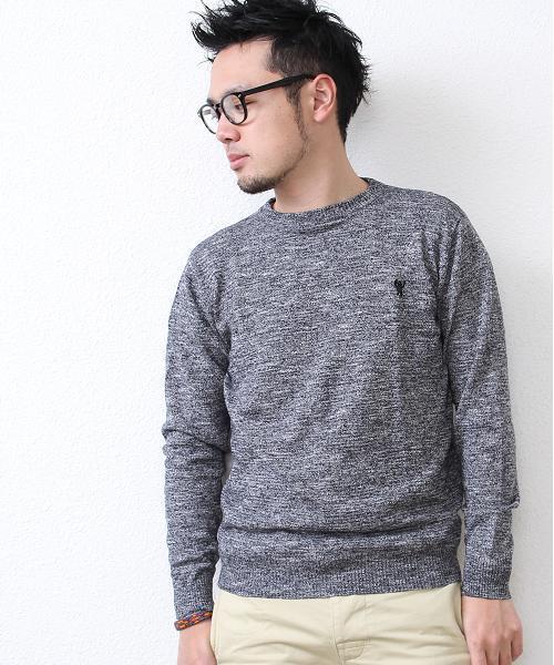 coen（コーエン）の「コットンリネンニットTシャツ（Tシャツ/カットソー・メンズ・ネイビー/ベージュ/ブラック・MEDIUM/SMALL/LARGE/X-LARGE）」の2枚目の写真