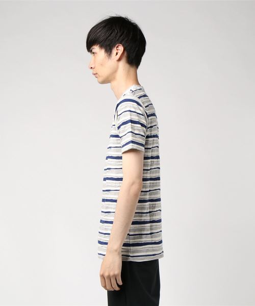 GGD(ジージーディー)の「日本製タックボーダーTee(Tシャツ/カットソー・メンズ・ネイビー/オレンジ・40/38)」の4枚目の写真