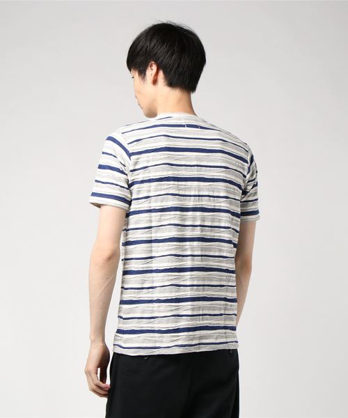 GGD(ジージーディー)の「日本製タックボーダーTee(Tシャツ/カットソー・メンズ・ネイビー/オレンジ・40/38)」の3枚目の写真