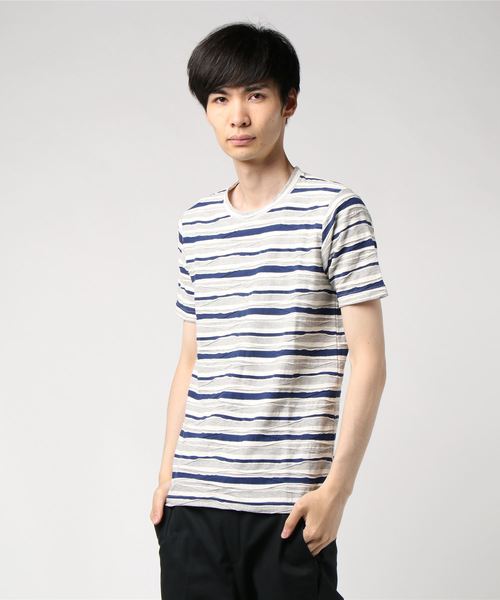 GGD(ジージーディー)の「日本製タックボーダーTee(Tシャツ/カットソー・メンズ・ネイビー/オレンジ・40/38)」の14枚目の写真