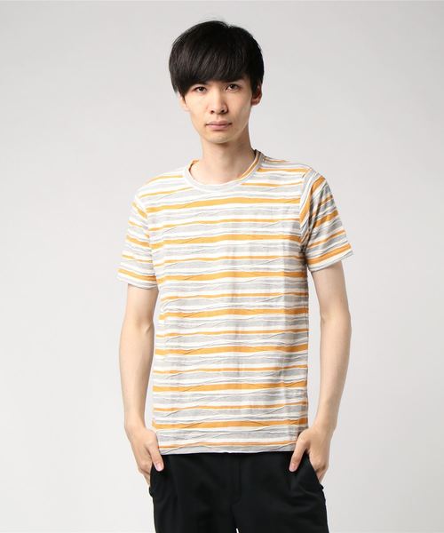 GGD(ジージーディー)の「日本製タックボーダーTee(Tシャツ/カットソー・メンズ・ネイビー/オレンジ・40/38)」の13枚目の写真