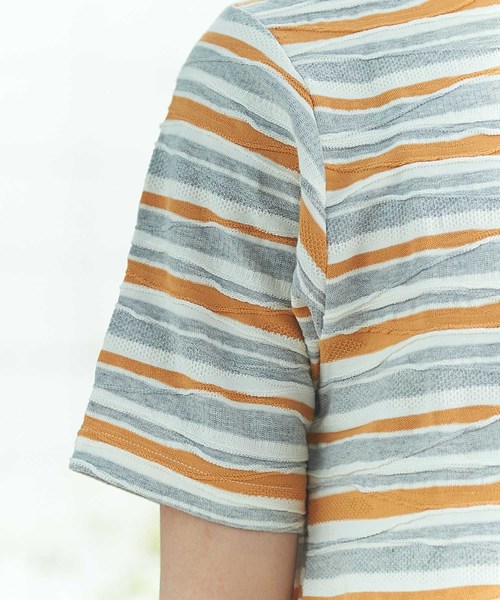 GGD(ジージーディー)の「日本製タックボーダーTee(Tシャツ/カットソー・メンズ・ネイビー/オレンジ・40/38)」の8枚目の写真