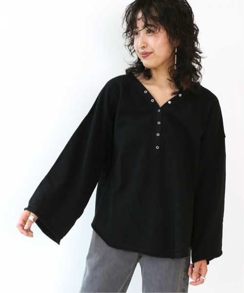 CITYSHOP（シティーショップ）の「*【YOSHIMI NAGAO by STYLE & EDIT×CITYSHOP】COTTON PIQUE L/S SHIRT（Tシャツ/カットソー・レディース・ブラック/パープル・FREE）」の2枚目の写真