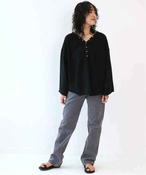 CITYSHOP（シティーショップ）の「*【YOSHIMI NAGAO by STYLE & EDIT×CITYSHOP】COTTON PIQUE L/S SHIRT（Tシャツ/カットソー・レディース・ブラック/パープル・FREE）」の4枚目の写真