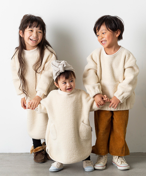 MAKE YOUR DAY（メイクユアデイ）の「両面シープボア ワンピース■90～140cm（ワンピース・キッズ・アイボリー・130/140/90/100/110/120）」の5枚目の写真