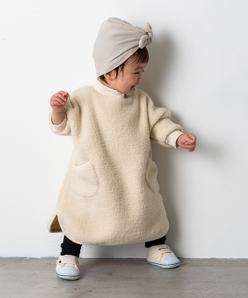 MAKE YOUR DAY（メイクユアデイ）の「両面シープボア ワンピース■90～140cm（ワンピース・キッズ・アイボリー・130/140/90/100/110/120）」の4枚目の写真